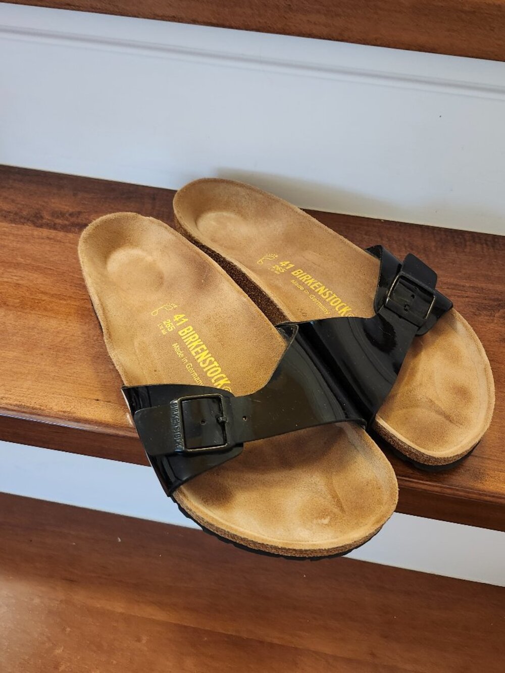 Birkenstock madrid women's black patent sandals in size 41